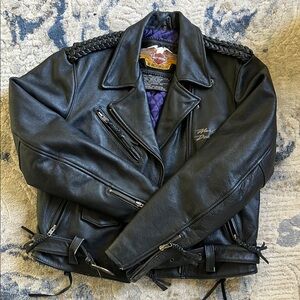 Vintage leather Harley Davison biker moto jacket